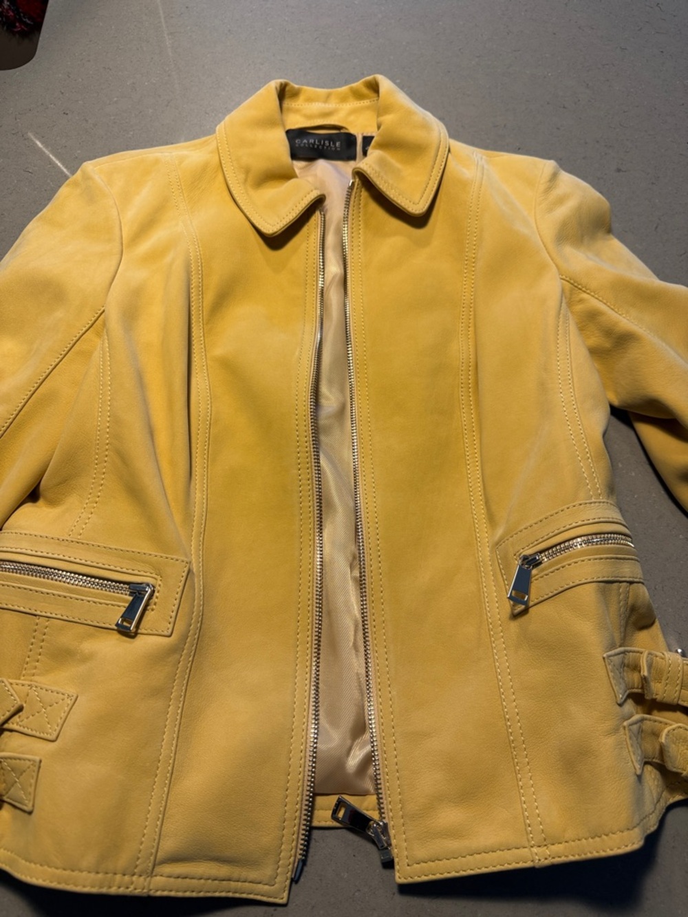Carlisle Sunflower Yellow Leather Zip-Front Jacket